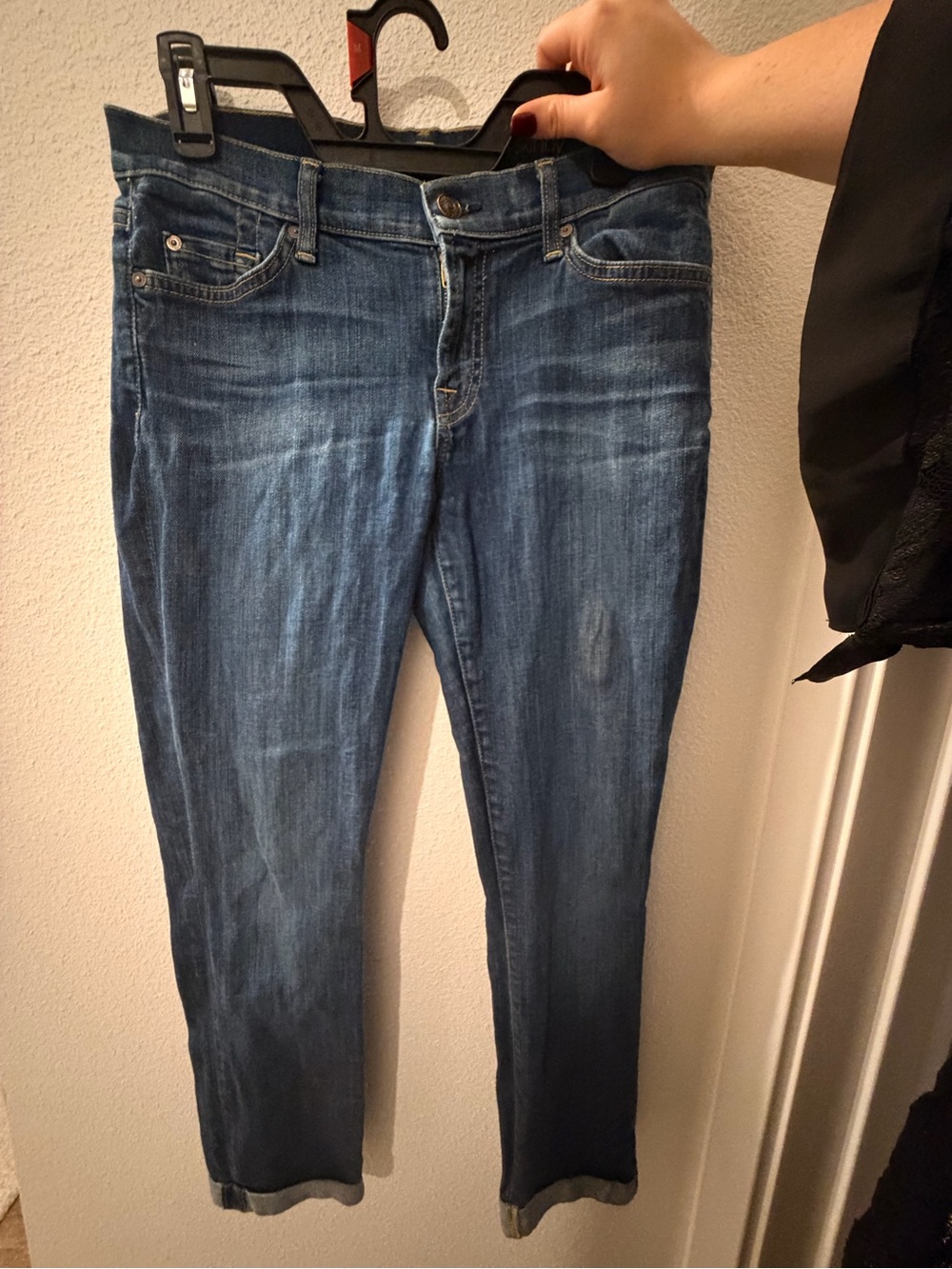 7 For All Mankind Blue Cropped Slim Jeans